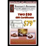 Rosemary Restaurant Two $50 Gift Cards